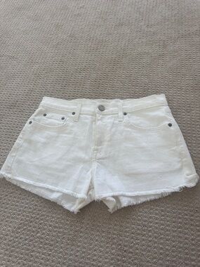 Joie White Frayed Hem Denim Shorts